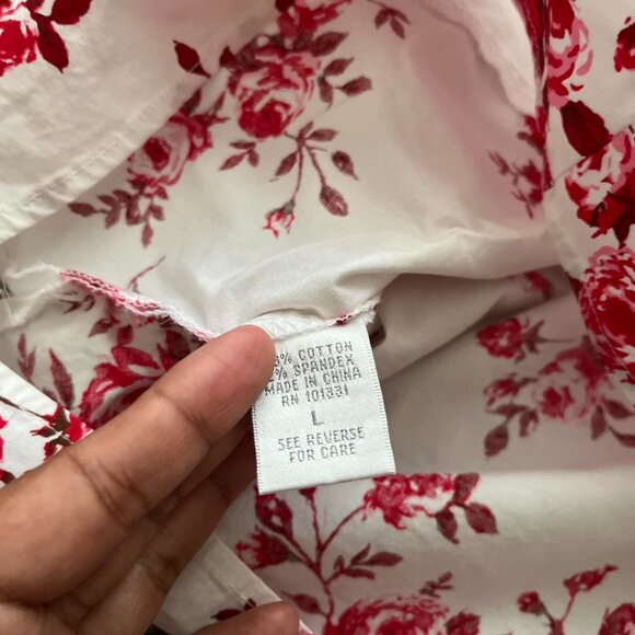 Vintage Charlotte Russe white and red lace trim bust strapless top with back tie - Picture 2 of 4